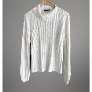 Vintage Forever Creative Chunky Cable Knit Sweater White Coastal Grandma Size XL